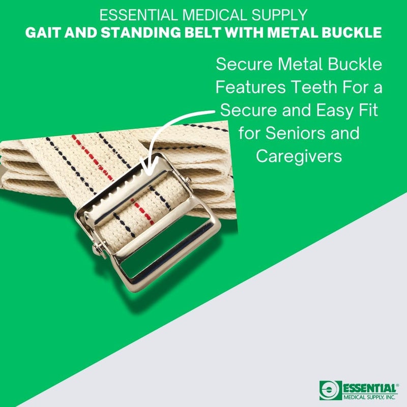 Essential Medical Supply Gait Belt with Metal Buckle, 54 Inch, White - Image 4